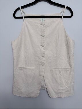 Joie Cream Linen-Blend Button Up Top